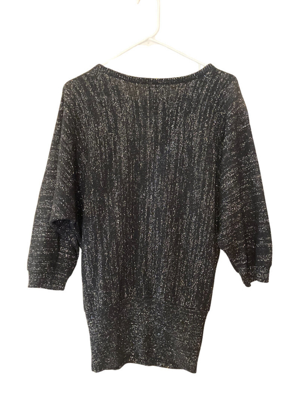 Vintage 80s Panther Black Silver Long Sleeve Sweater Dress- size M